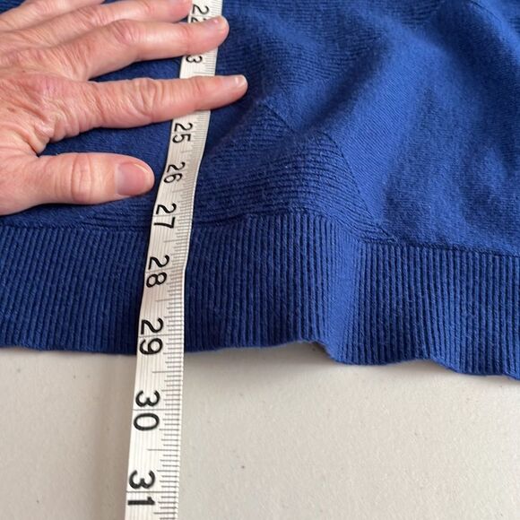 Alfani Blue Cowl Neck Tunic Style Poncho Ribbed Sweater Size Medium - Picture 7 of 9